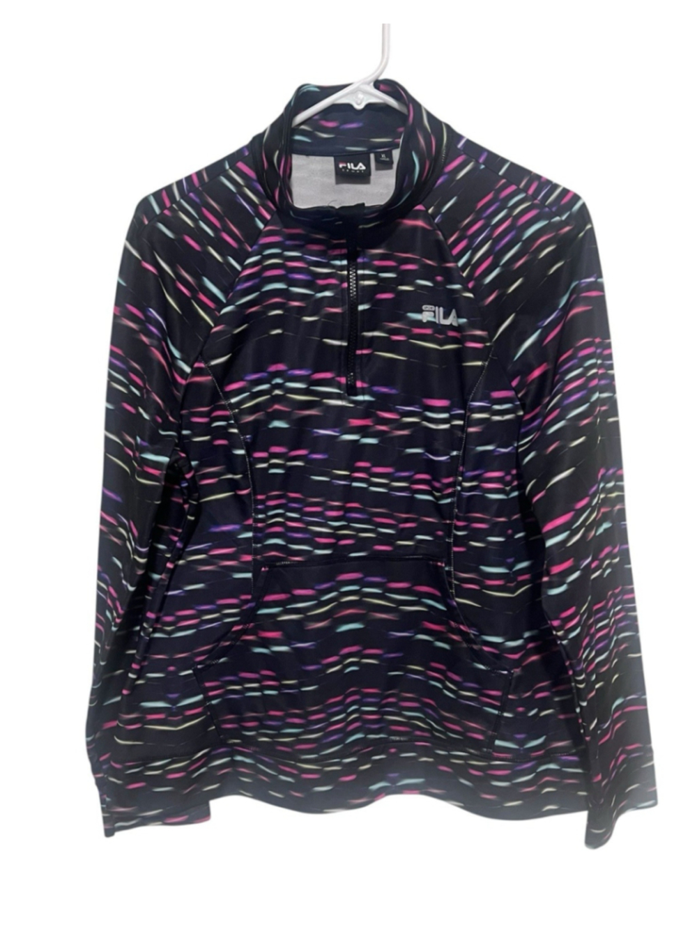 FILA Sport Performance 1/4 Zip Active Pullover Top Women’s’ XL Black Multi